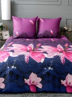 Постельное белье 1,5 полисатин Павлайн Лилии с ажуром 6717-11