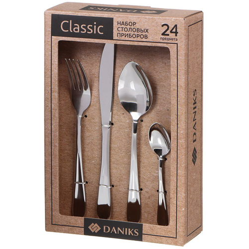 Набор столовых приборов нерж сталь, 24 пр, Daniks, Classic