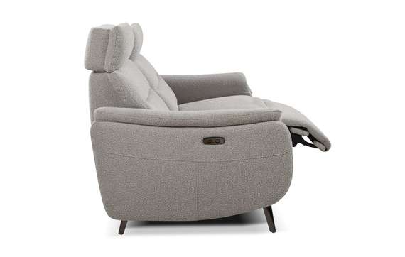 Диван c электро-реклайнером Level, 183 см, серое букле