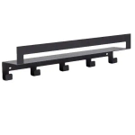 Полка настенная Line 50см с 5-ю крючками (черный)