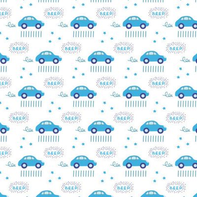 Buy baby fabric blue cars on road