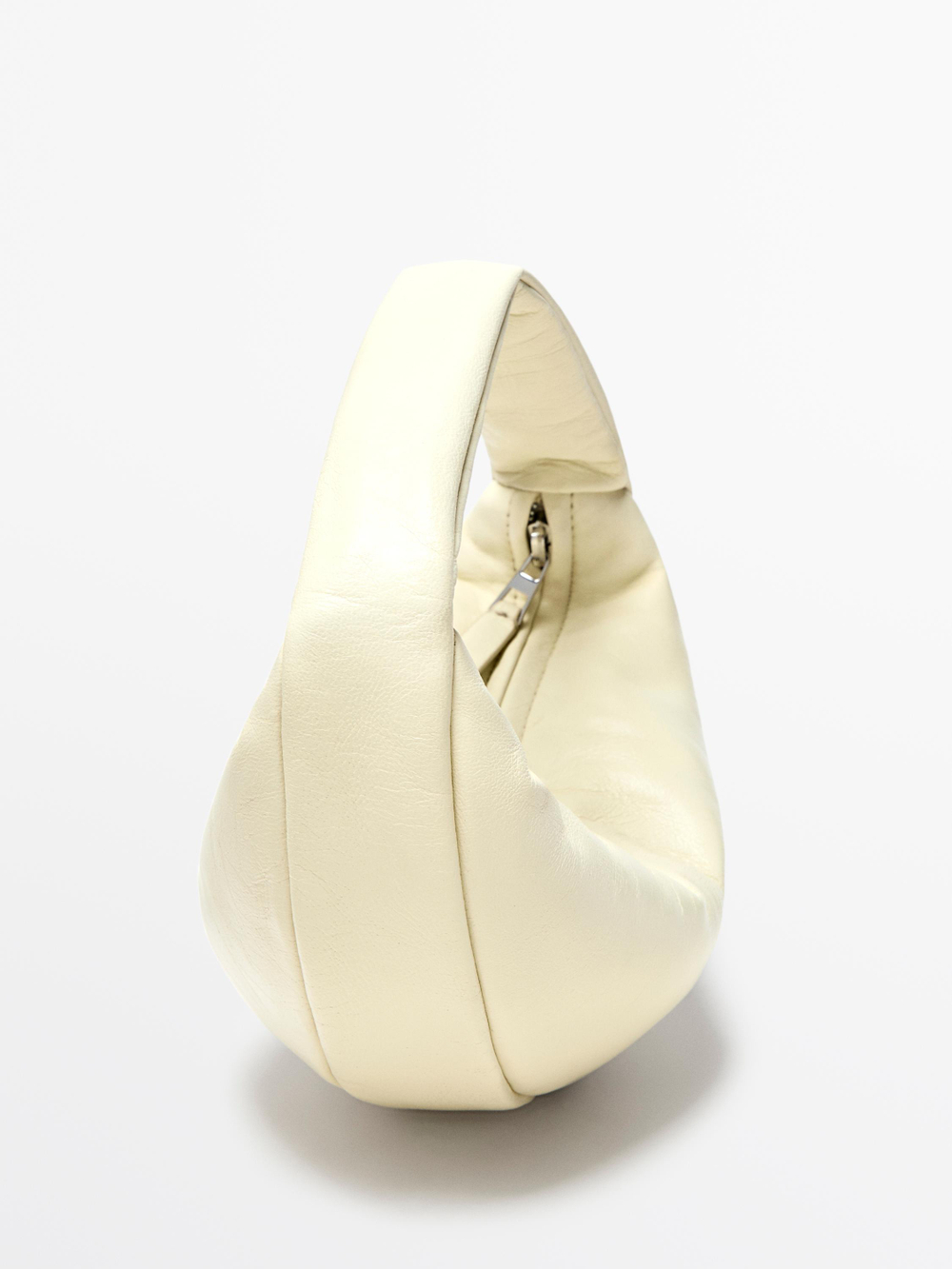 Massimo Dutti Миниатюрная сумка-полумесяц из кожи наппа, белый