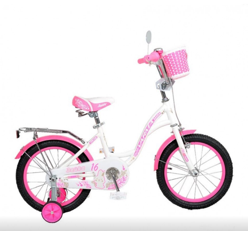 Велосипед 16" VARMA ЗАЙКА бело-розовый, передний тормоз 1604Z