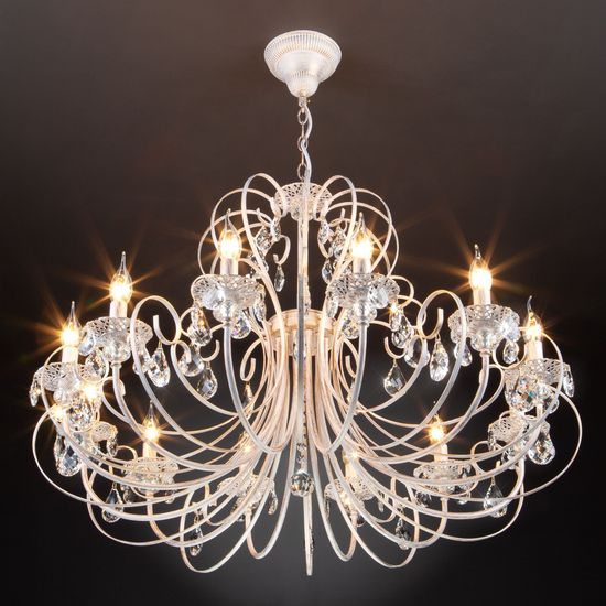 3305/12 / подвесной светильник /   белый с золотом/прозрачный хрусталь Strotskis