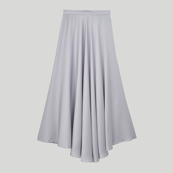 Silk A-line Skirt Silver