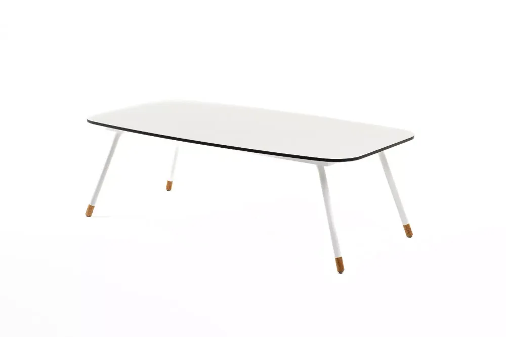 "Верона" журнальный стол из HPL 120х65, H40, каркас белый муар, цвет столешницы "молочный"