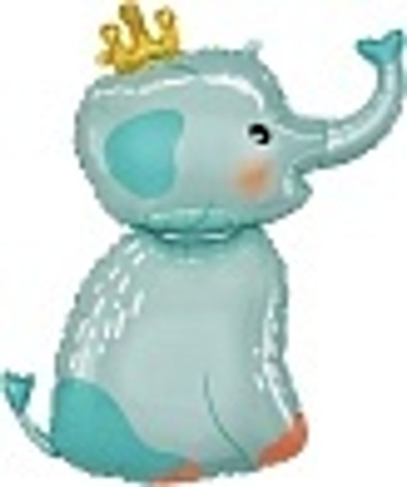 К Шар (40"/100 см) Фигура, Слоненок в короне Голубой, без уп