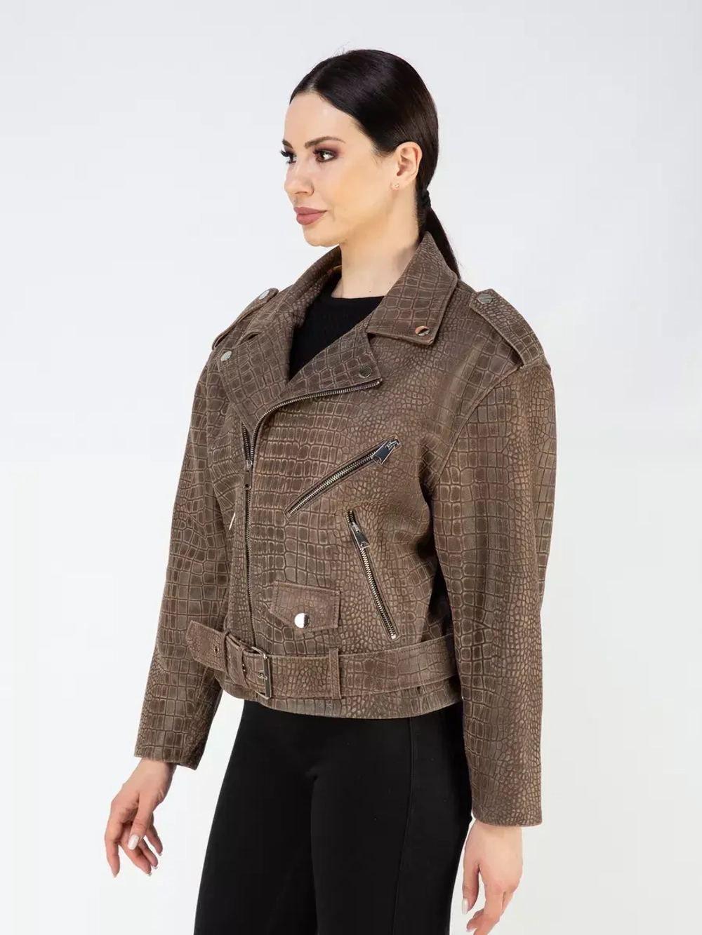 Куртка кожаная натуральная косуха оверсайз