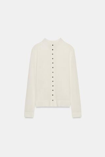 ZARA КАРДИГАН ИЗ СВЕРХТОНКОГО ТРИКОТАЖА, ЭКРЮ