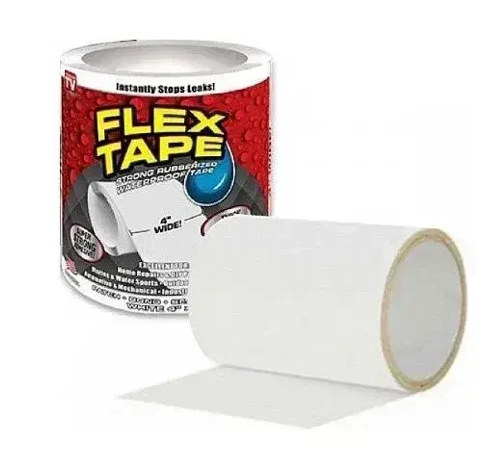 Сверхсильная клейкая водонепроницаемая лента, скотч для бассейнов и труб Flex Tape, белый