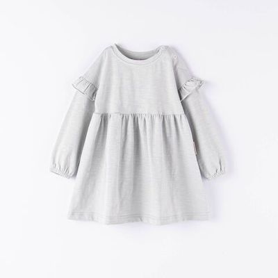 Dress with flounce - Gray Melange