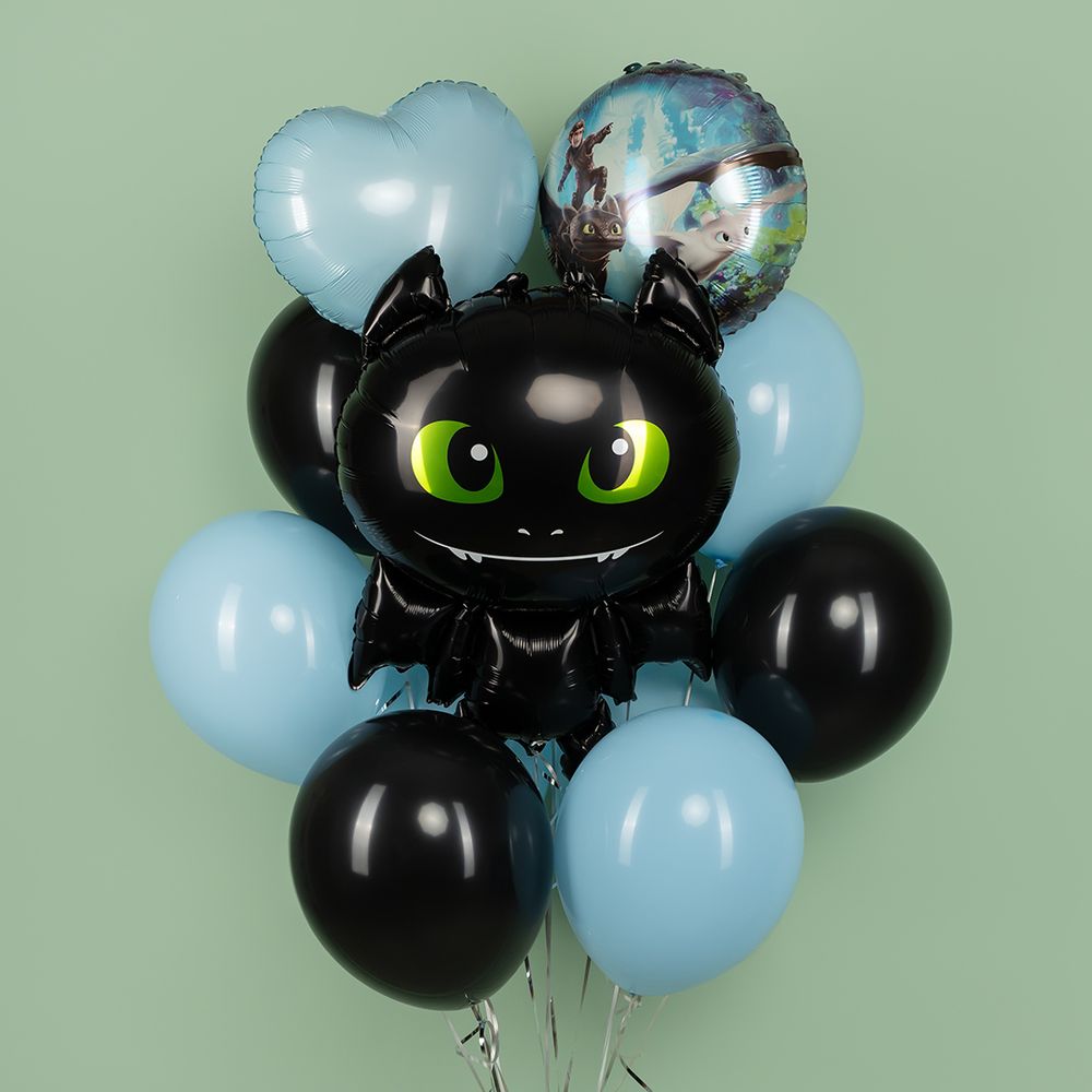 Шар (34''/86 см) Фигура, Любимый Дракон, Черный, 1 шт.