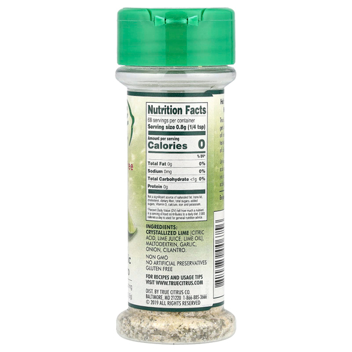 True Citrus, True Lime, кристаллизованный лайм с чесноком и кориандром, без соли, 55 г (1,94 унции)
