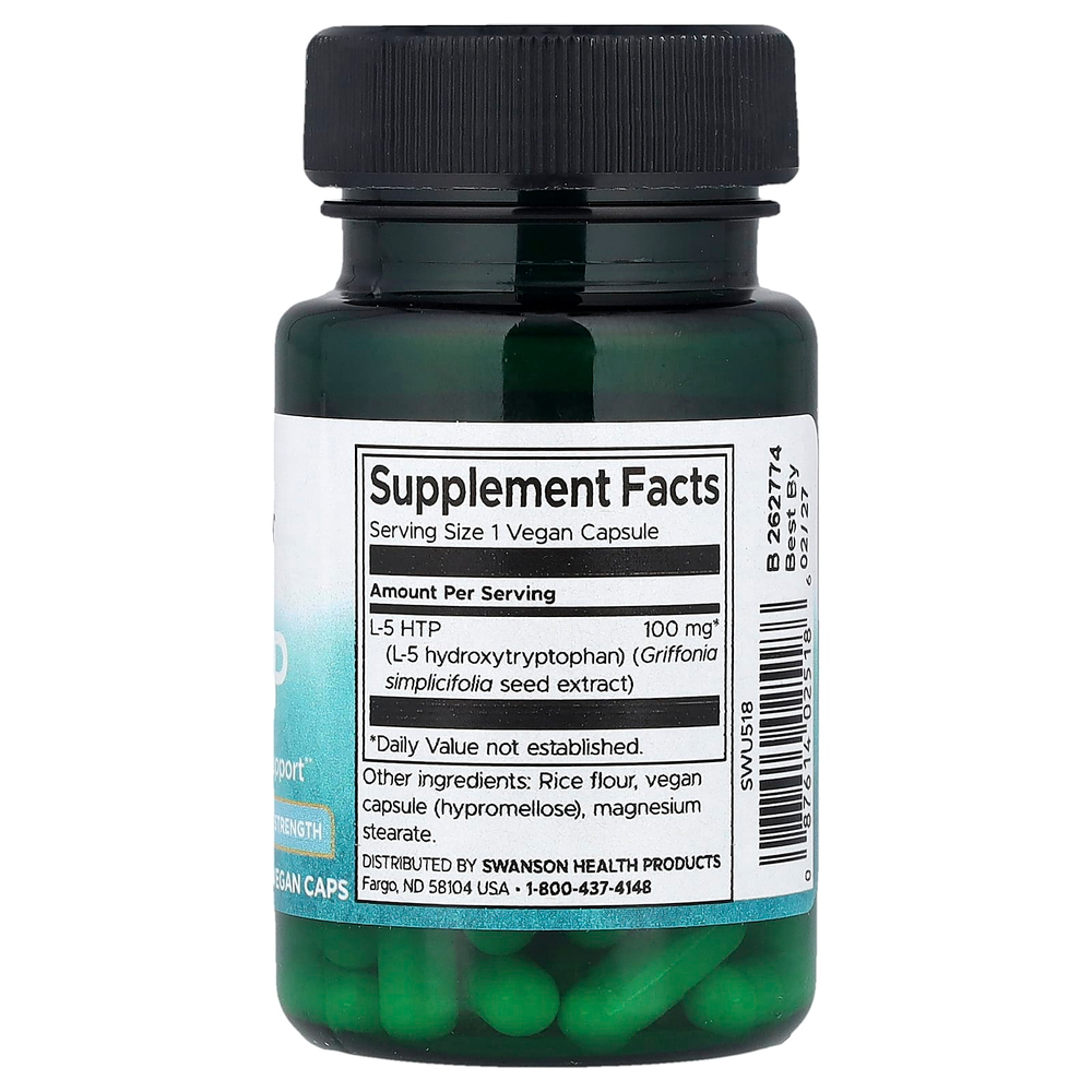 Swanson, 5-HTP, 100 мг, 60 веганских капсул