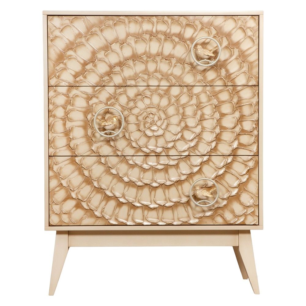 Комод Терра Птички с 3 ящиками Айвори