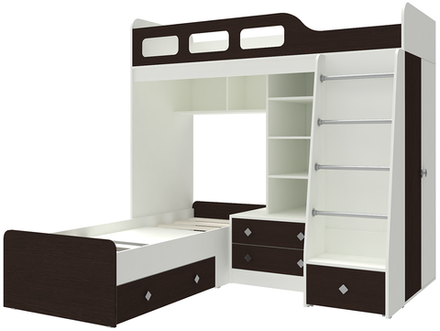 Двухъярусная кровать КарИВи Астра 4 Белый  Венге