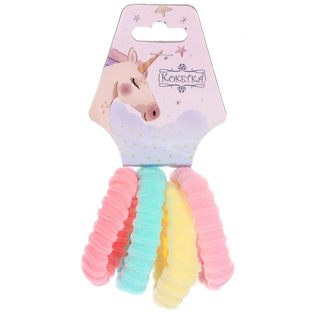 Резинки для волос детские 4шт «Raili fashion», микс цвет (как на фото), d-5см (подвес единорог)
