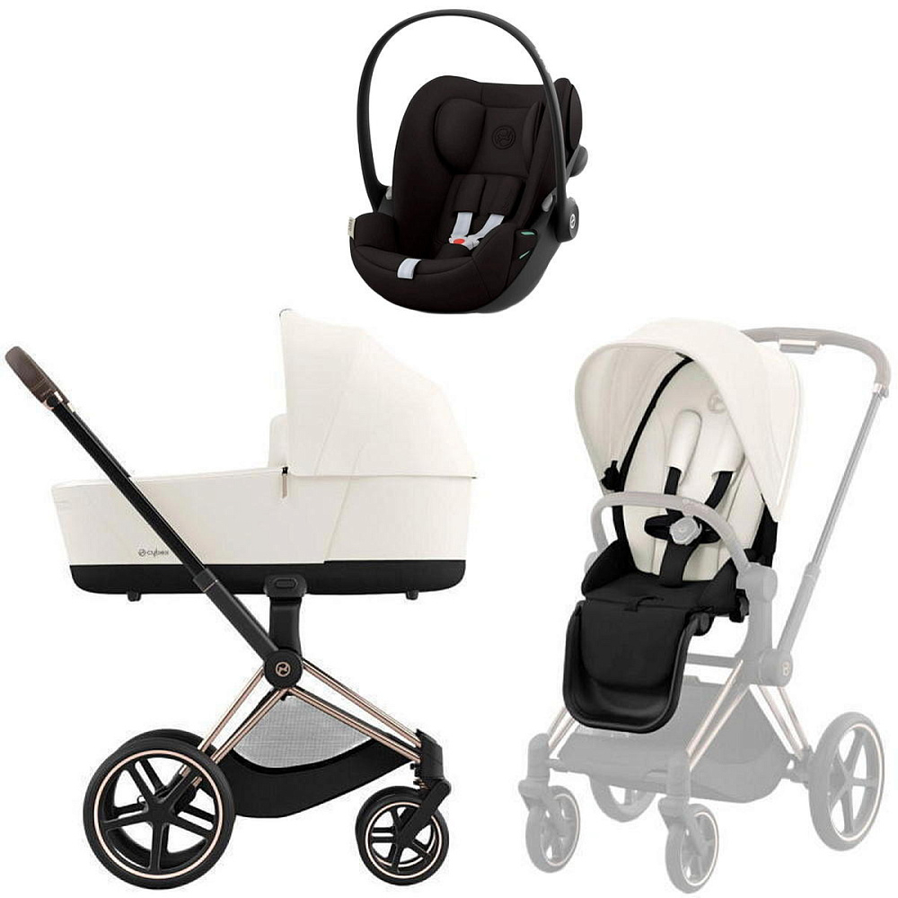 Коляска Cybex Priam IV Rosegold complete Cloud G Magic Black Base G 3 в 1 Off White