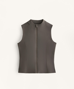 Oysho Футболка на молнии без рукавов, угольный