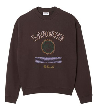 Мужская теннисная кофта Lacoste Heritage Embroidery Fleece - brown