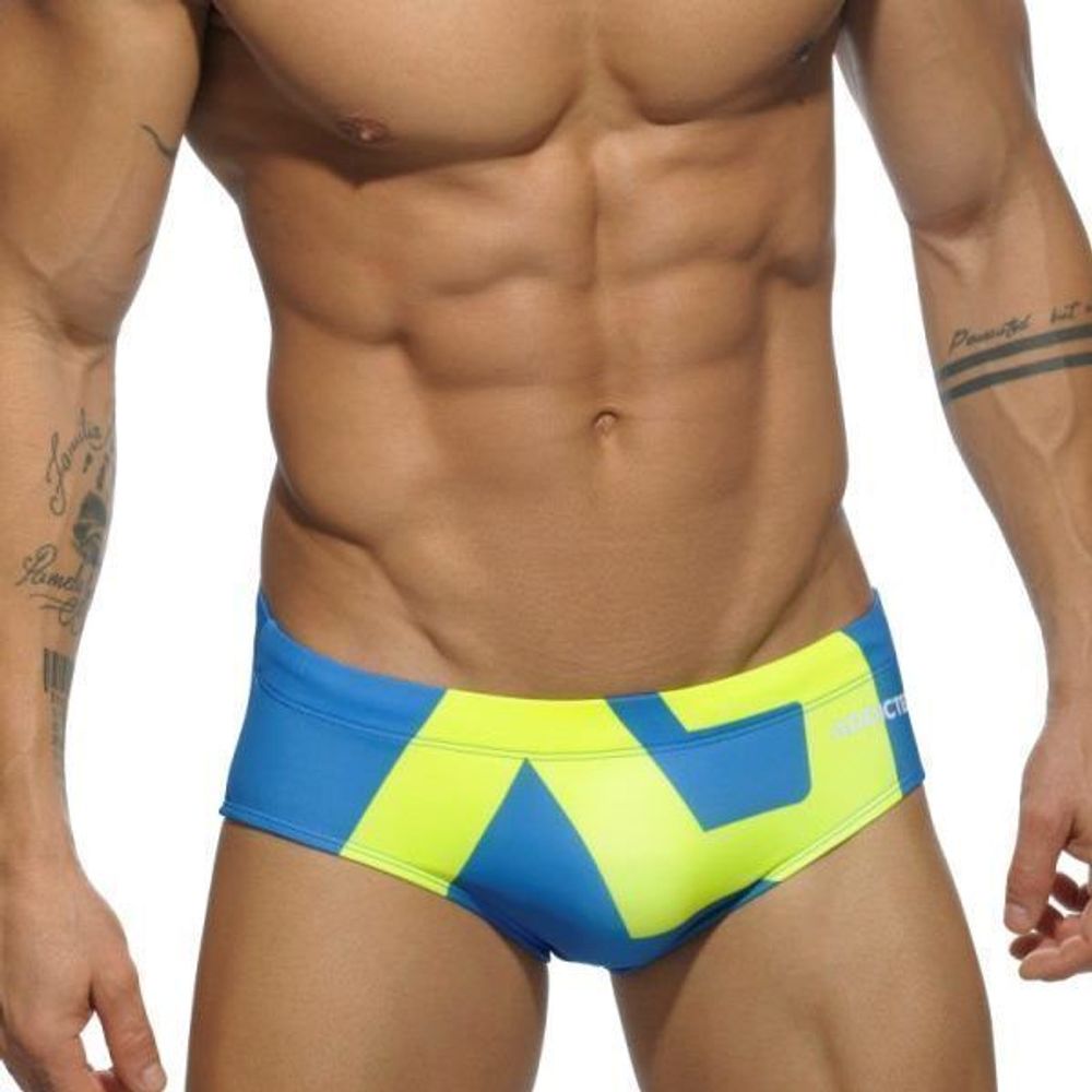 Мужские плавки брифы синие с принтом Addicted