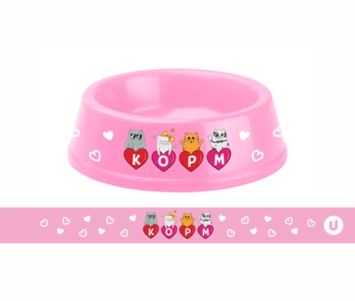 Миска пластиковая «МОЙ БРО - Корм!, цвет розовый 21*6,5см (логотип на миске) 700мл
