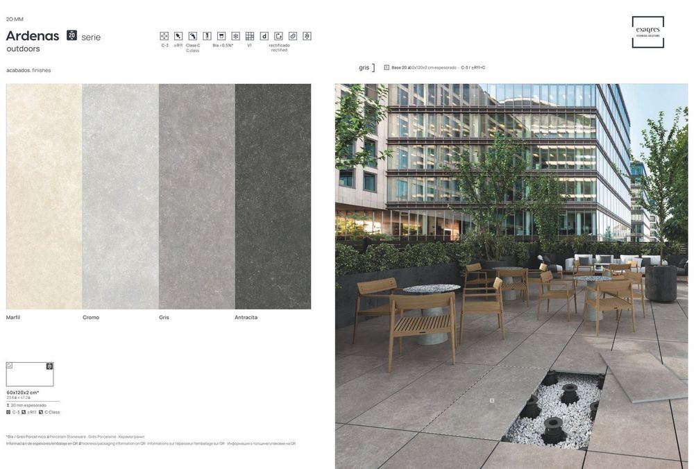 Terraslab, Ardenas Antracita Base C3/R12 Antislip 600х1200х20мм 1шт/уп - керамогранит уличный