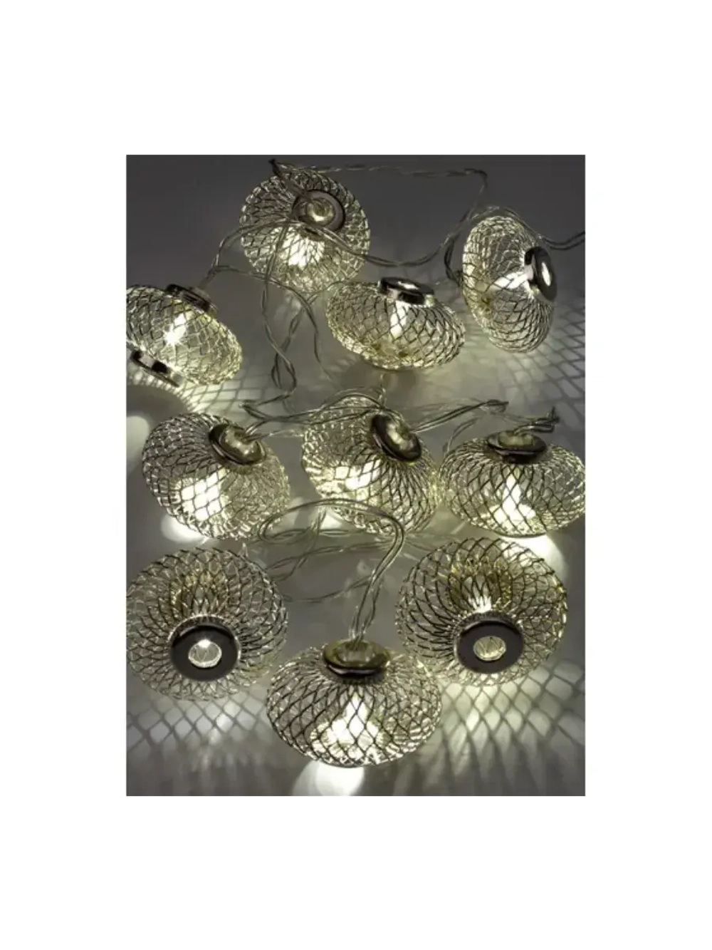 Гирлянда на батарейках Хром 10Led 1,8 м Теплый белый свет