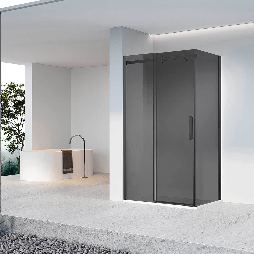 Душевой уголок Como-N VSR-4CN8016CGB, 1600*800, черный, стекло тонированное