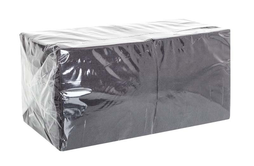 Салфетки бумажные 24х24 см, 2-слойные, черные, 250 листов в упаковке