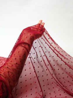 Сетка эластичная бордовая в горошек 5 мм метражом