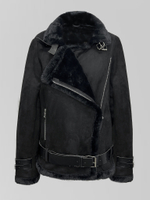 Дубленка AFTF Basic 2141 замшевая на молнии с ремешками