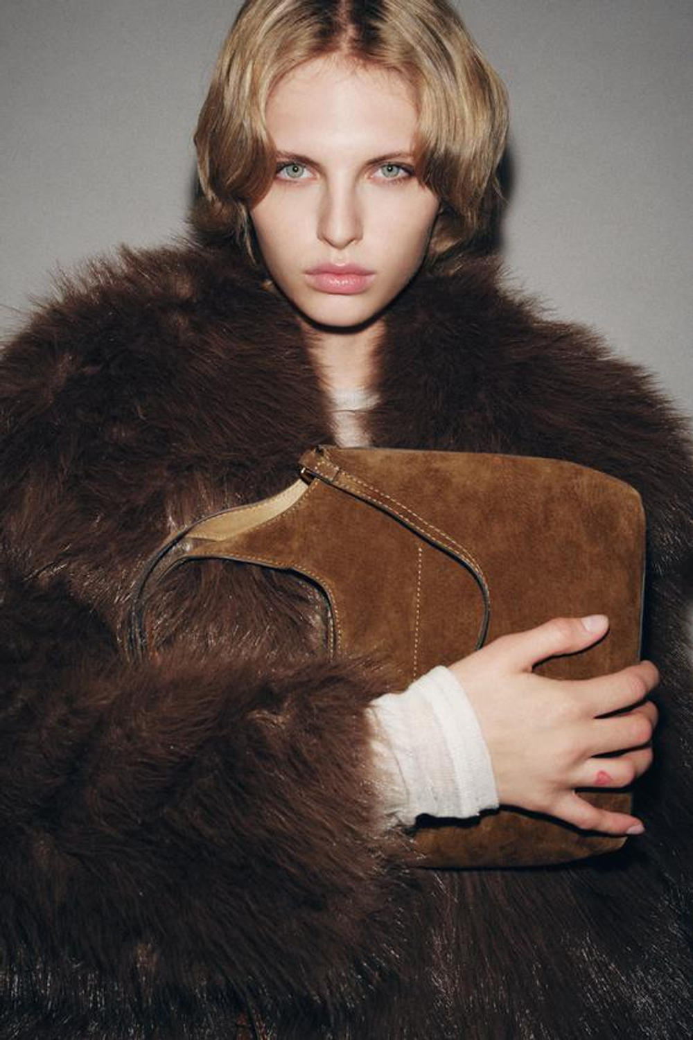 ZARA КОЖАНАЯ МИНИ-СУМКА-ШОПЕР, КОРИЧНЕВЫЙ