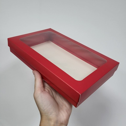 Коробка 25*15*4 см для клубники в шоколаде (Красная Матовая)