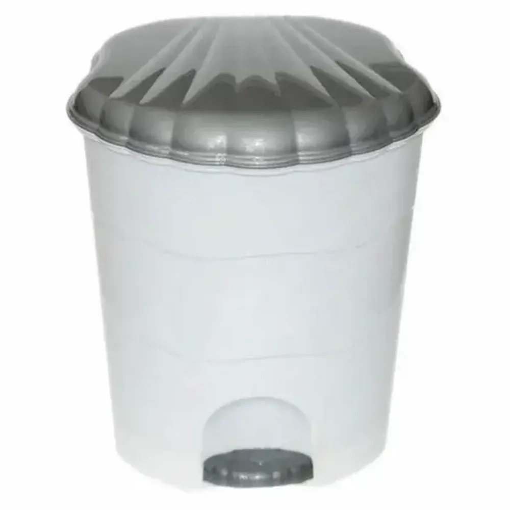 Ведро для мусора с педалью 7л (бело-серый) Ведро для мусора с педалью 7л (бело-серый)