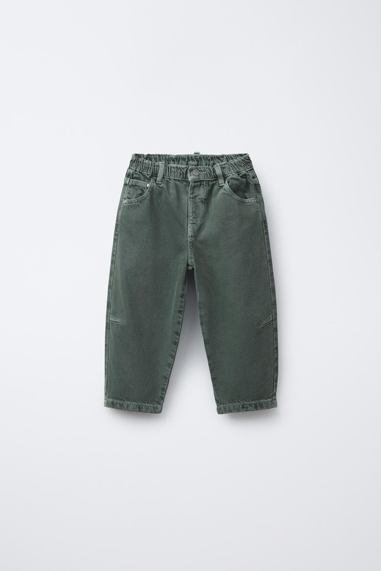 ZARA БРЮКИ BAGGY ИЗ ТВИЛА, БУТЫЛОЧНО-ЗЕЛЕНЫЙ