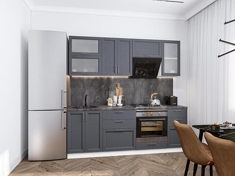 Прямая модульная кухня Сканди-02 Graphite Softwood - Белый 2140*2200*600