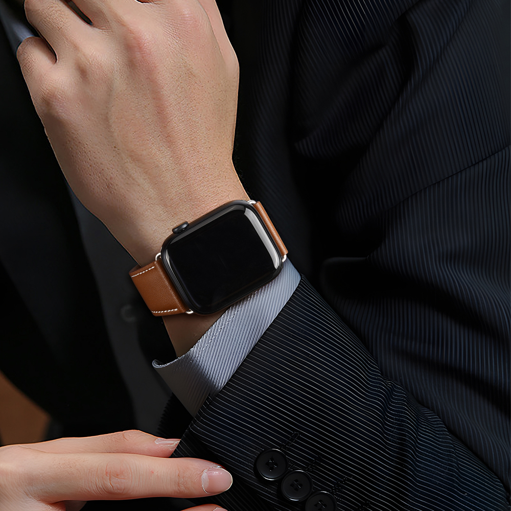 Ремешок из натуральной кожи коричневого цвета для смарт часов Apple Watch 38, 40, 41, 42мм, серия YA Series от Dux Ducis