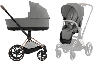 Коляска 2 в 1 Cybex Priam IV Rosegold complete Mirage Grey
