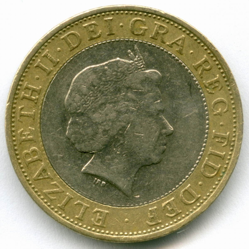 2 фунта 1998 год. Великобритания (Елизавета II). Биметалл, диаметр 28.4 мм. VF-XF