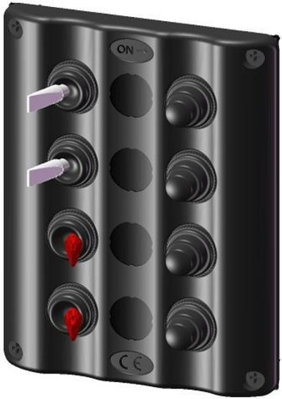 Электропанель 4 тумблера ON-OFF (IP 68, 5А, 10А, 15А)