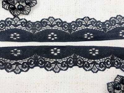 Кружево стрейч, ш. 3,5 см, чёрный