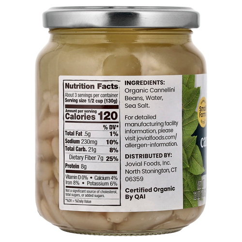 Jovial, 100% органическая фасоль каннеллини, 370 г (13 унций)