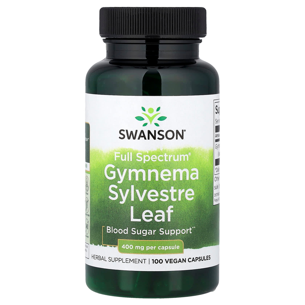 Swanson Vitamins, Full Spectrum®, листья джимнемы, 400 мг, 100 веганских капсул