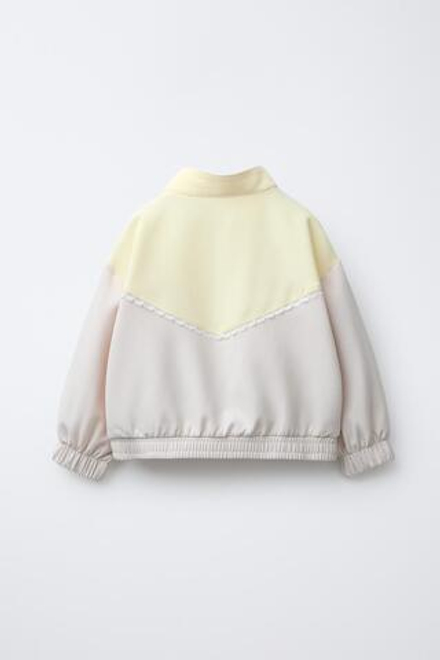 ZARA КУРТКА С КОНТРАСТНЫМИ ПОЛОСКАМИ, СВЕТЛО-ЖЕЛТЫЙ