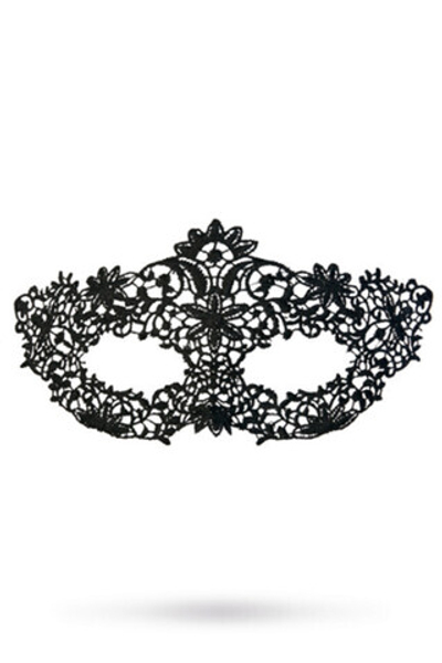 Маска нитяная ажурная на завязочках Королевская вязь (Цвет: черный)