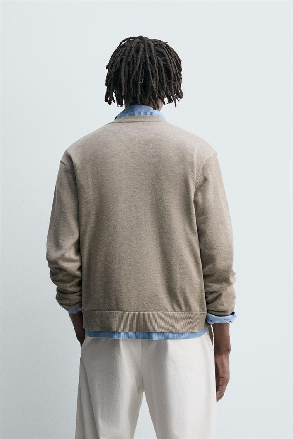 ZARA КАРДИГАН С КОНТРАСТНОЙ ОТДЕЛКОЙ, БЕЖЕВЫЙ