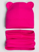 Шапка для девочки с ушками и снуд