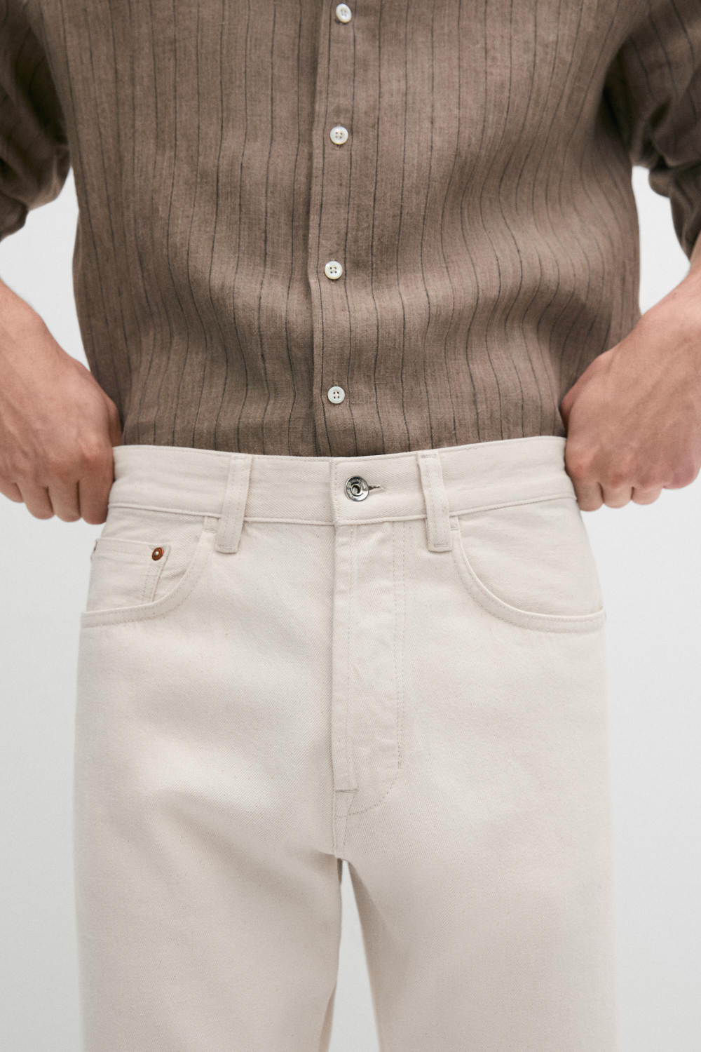 Massimo Dutti Джинсы с кромкой, кремовый