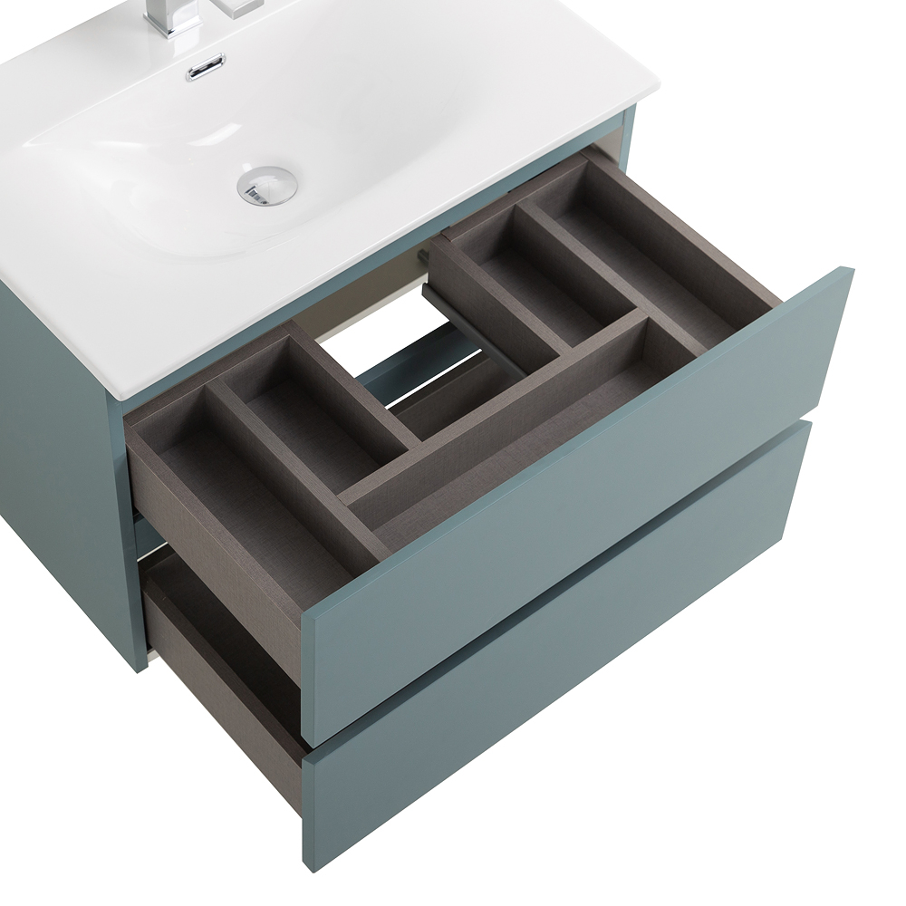 Тумба с раковиной подвесная BelBagno KRAFT-700-2C-SO-AO Голубой матовый, раковина белая BB-8099-70